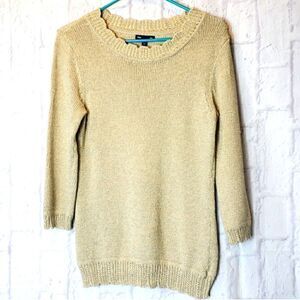 GAP Scalloped Neckline Metallic Knit Pullover Sweater